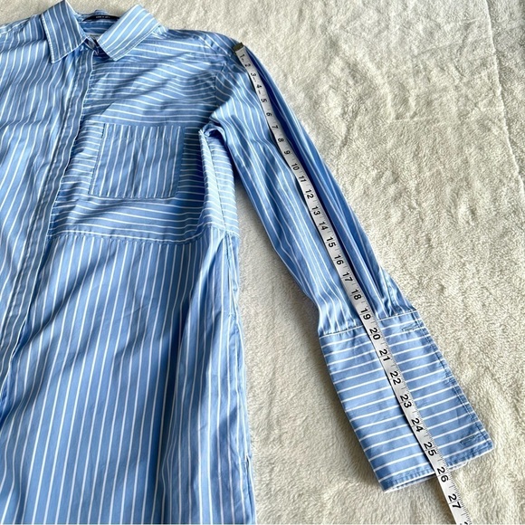 Another Tomorrow Cotton Stripped Blue White Belted Shirt Dress IT 40 US S (4) - Picture 6 of 14